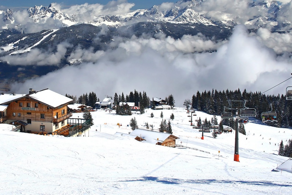View of the ski slopes of the Flachau snow space